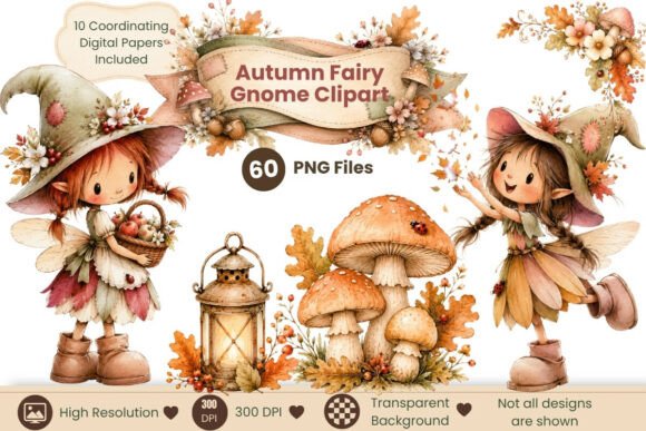 Download Autumn Fairy Gnome Clipart Bundle - Clip Collection