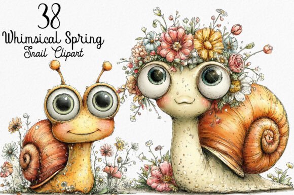 Download Whimsical Spring Snail Clipart Bundle - Clip Collection