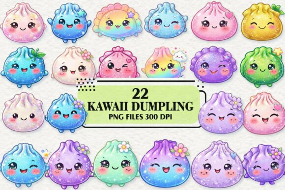 Download Kawaii Glitter Dumpling Clipart Bundle - Clip Collection