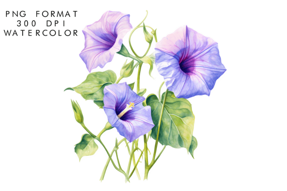 Download Watercolor Morning Glory Flower Clipart - Clip Collection