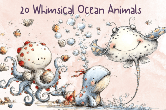 Download Whimsical Ocean Animals Clipart Set - Clip Collection
