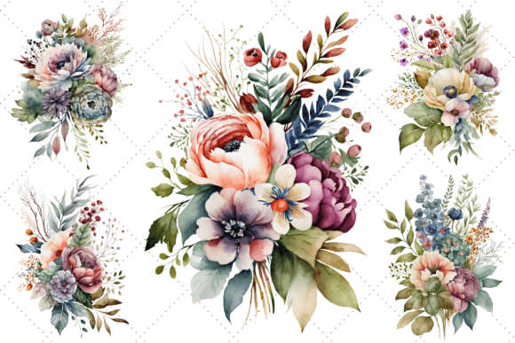 Download Watercolor Floral Bouquet Clipart Bundle - Clip Collection