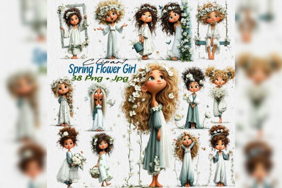 Download Whimsical Spring Flower Girl Clipart Png - Clip Collection