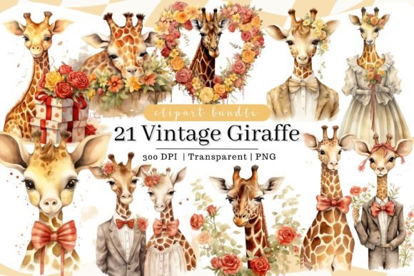 Download Vintage Giraffe Watercolor Clipart - Clip Collection