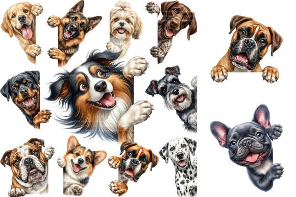 Download Watercolor Peeking Dog Clipart Bundle - Clip Collection