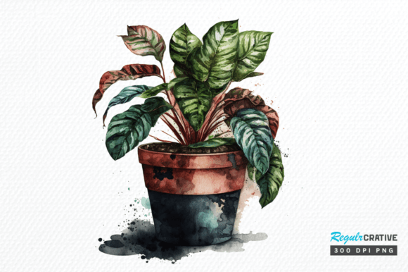 Download Watercolor Potted Plant Clipart Design - Clip Collection